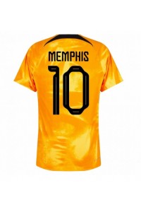 Fotbalové Dres Holandsko Memphis Depay #10 Domácí Oblečení MS 2022 Krátký Rukáv